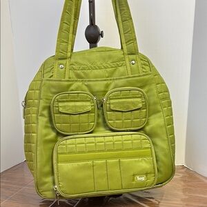 Lug Green Quilted Tote Bag with Double Straps